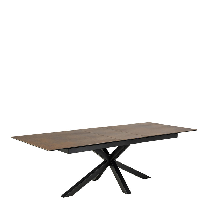Harrisonburg Extendable Metal Base Dining Table, Brown, 76cm H x 100cm W x 240cm L