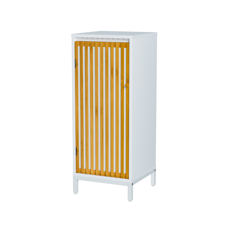 Living Room Sideboard With Bamboo-Paneled Doors, Suitable For Bathroom/Beauty Accessories And Small Decorative Items.