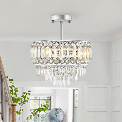 Everby 3-Light Empire Crystal Flush Mount Chandelier