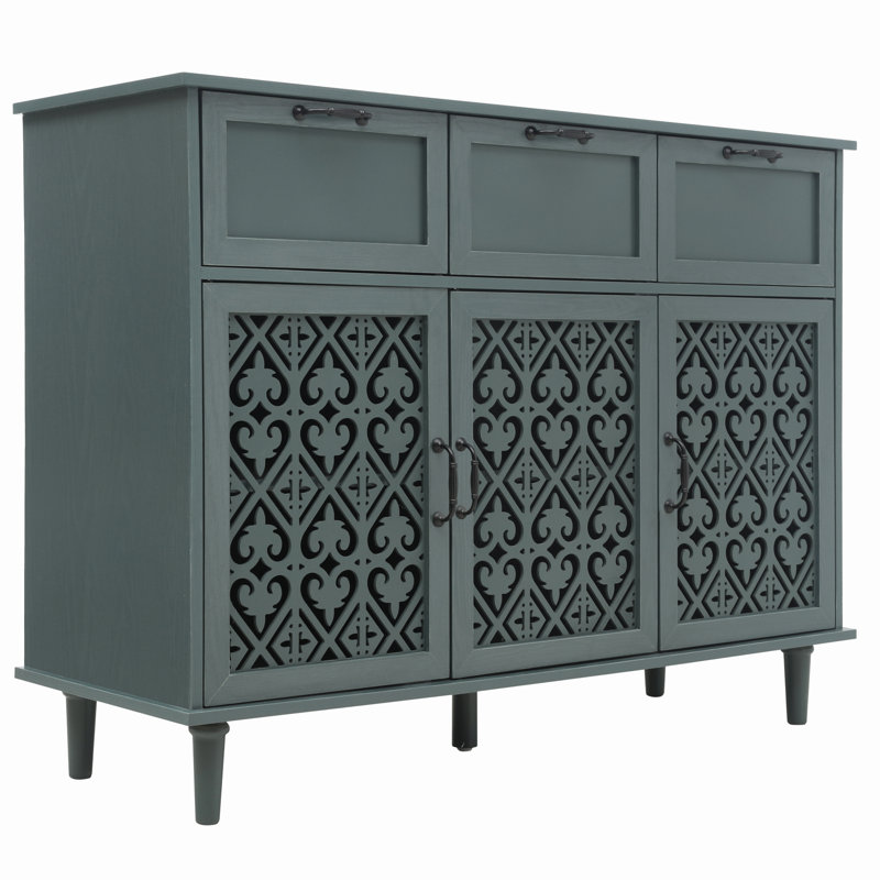 Armoire américaine à 3 tiroirs et 3 tiroirs, convient à la chambre à coucher, au salon et au bureau, Vert foncé