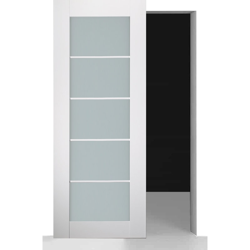 Porte de grange coulissante avec panneau de base et panneau de base Smart Smart 5 Lite, 24 po x 96 po
