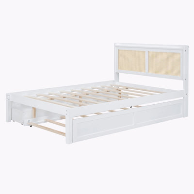 Davied 2 Drawers Standard Bed with Trundle, Built-in LED Lighting and USB Ports