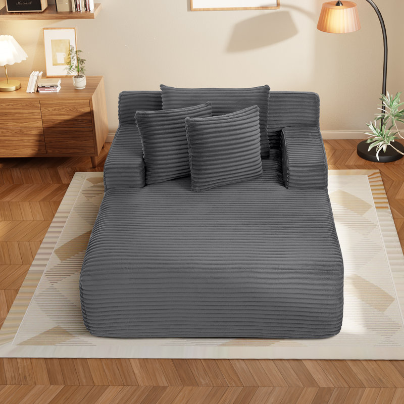 Méridienne pour l'intérieur, canapé confortable en velours moelleux et moelleux en mousse pelucheuse, fauteuil de lecture simple pour le salon, la chambre à coucher, le bureau et les oreillers inclus