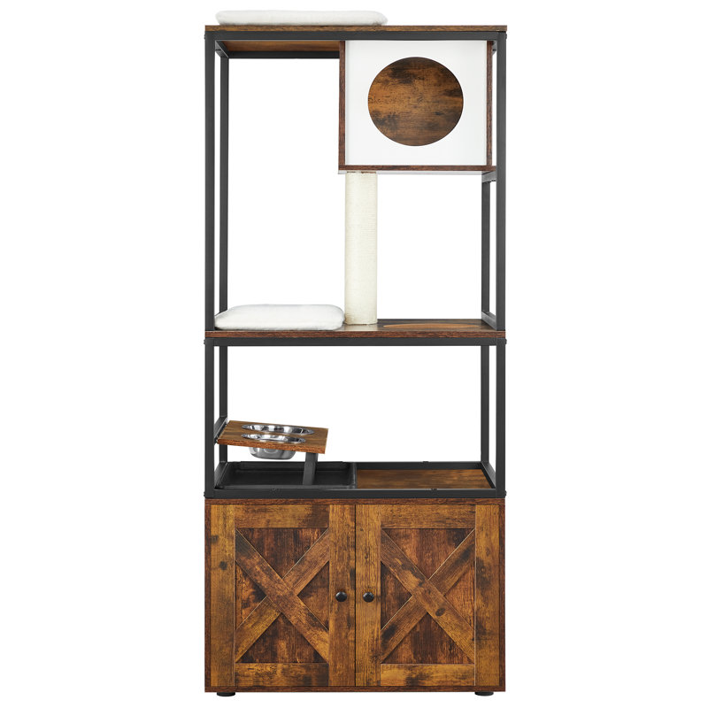 146cm H Cat Tree, Rustic Brown