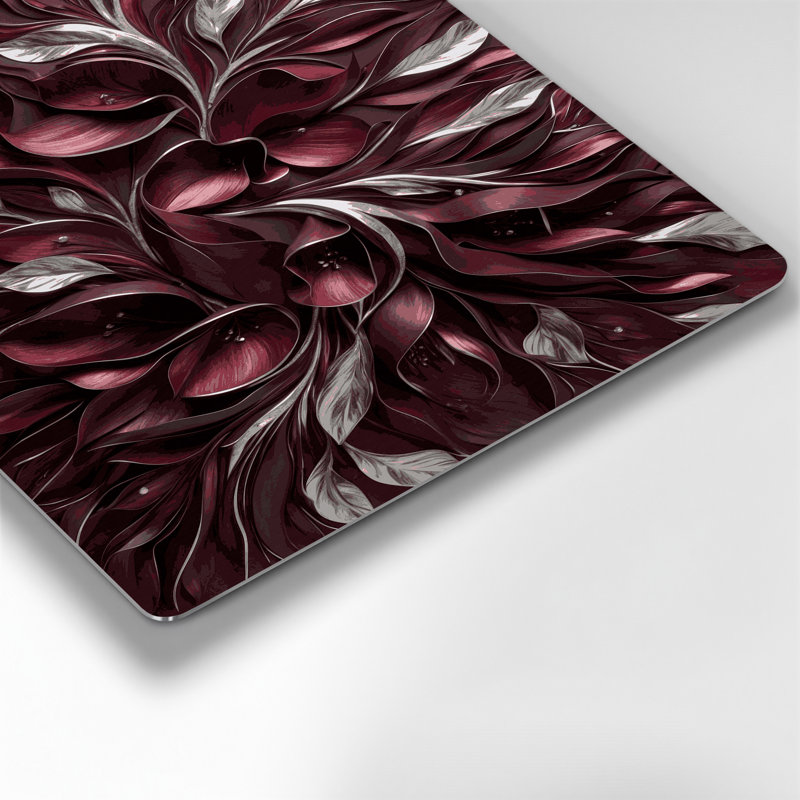 "Abstract Florals 91", art mural en métal rouge, H 11 po x l 14 po