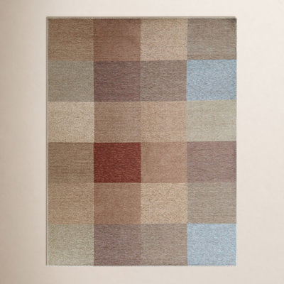 Clements Rust Blue Brown Geometric Rug