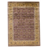 Hand Knotted Wool Oriental Area Rug in Aubergine And Gold