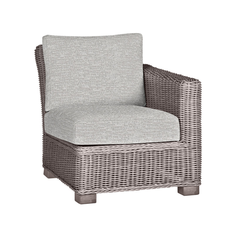 Rustic Patio Lounge Chair with Cushions, No Welt, Oyster, Tweed Toffee