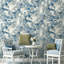 Luxurious Blue Metallic Marble Effect Wallpaper