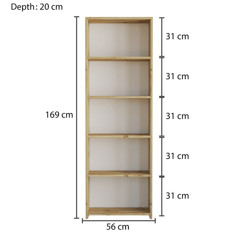 Clea 169cm H x 56cm W Standard Bookcase, Natural
