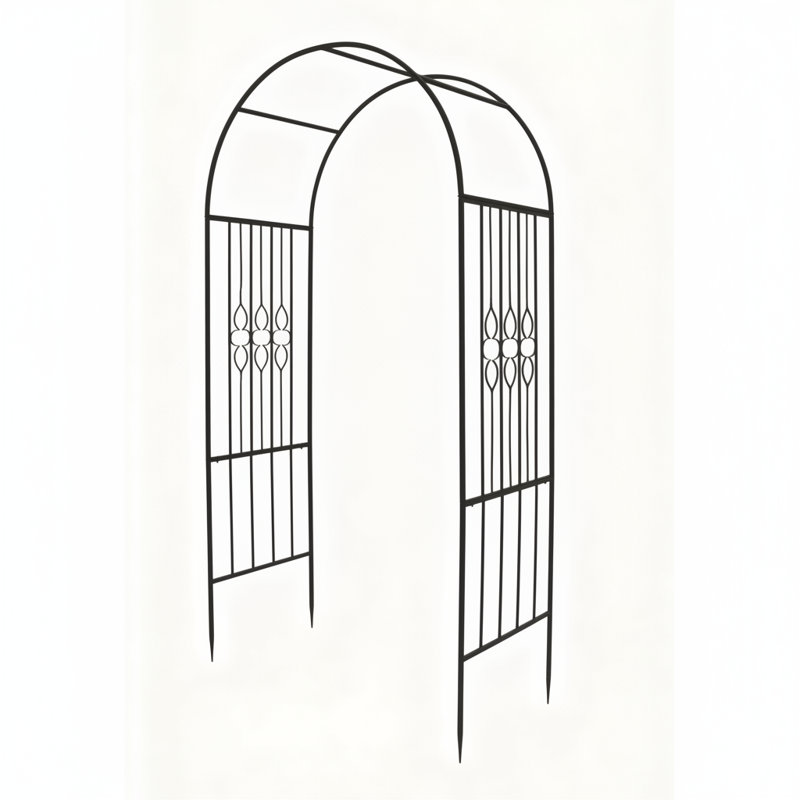 Arche de jardin robuste en métal avec volutes décoratives H 90,5 po x l 45,6 po Scendor