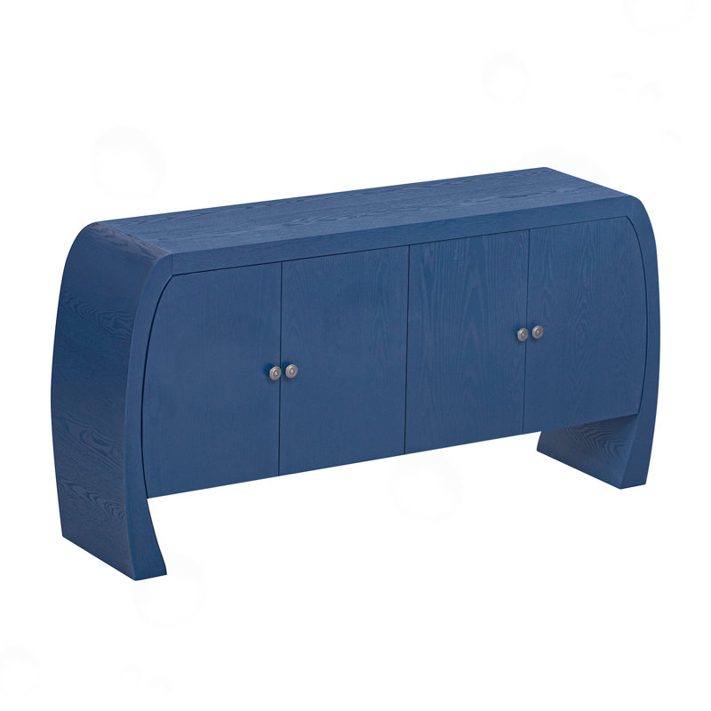Four-Door Crowley with Curved Leg Design, Navy Blue