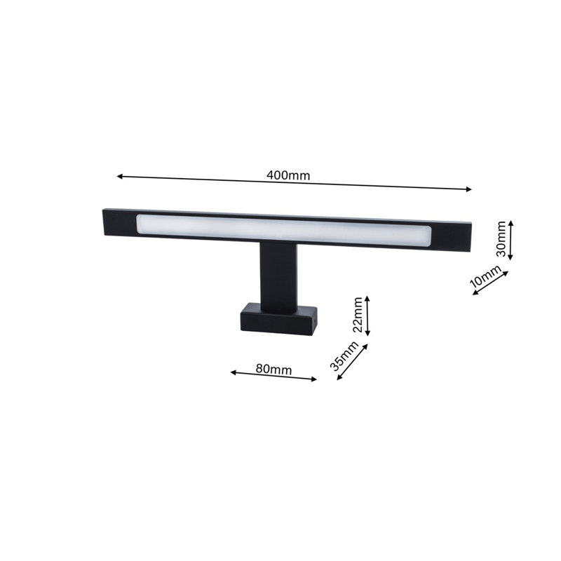Alrai Vanity Light, Black, 4cm H x 40cm W x 12cm D