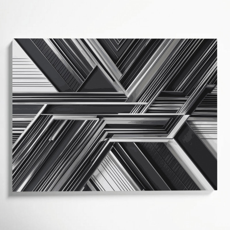 «Geometric Abstraction 90», art mural sur toile grise, H 11 po x l 14 po