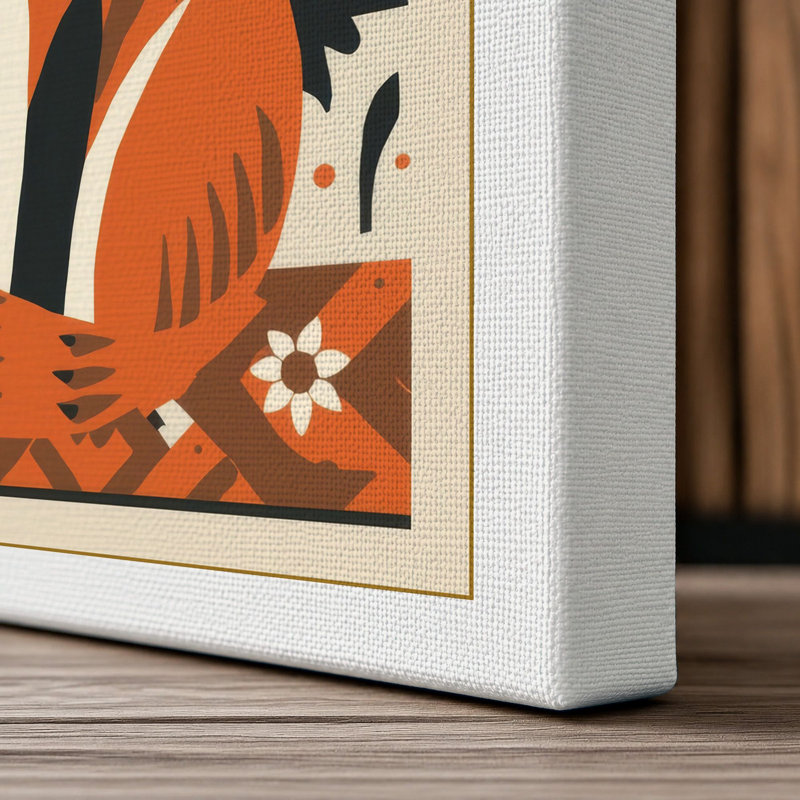 Folk Art Fox Scandinavian - Wrapped Canvas, 36x24 - 91.4 x 61.0 cm, White Border