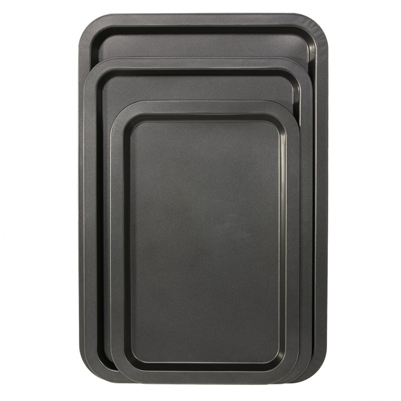 ROYALFORD Non-Stick Carbon Steel 3 Piece Baking Tray Set