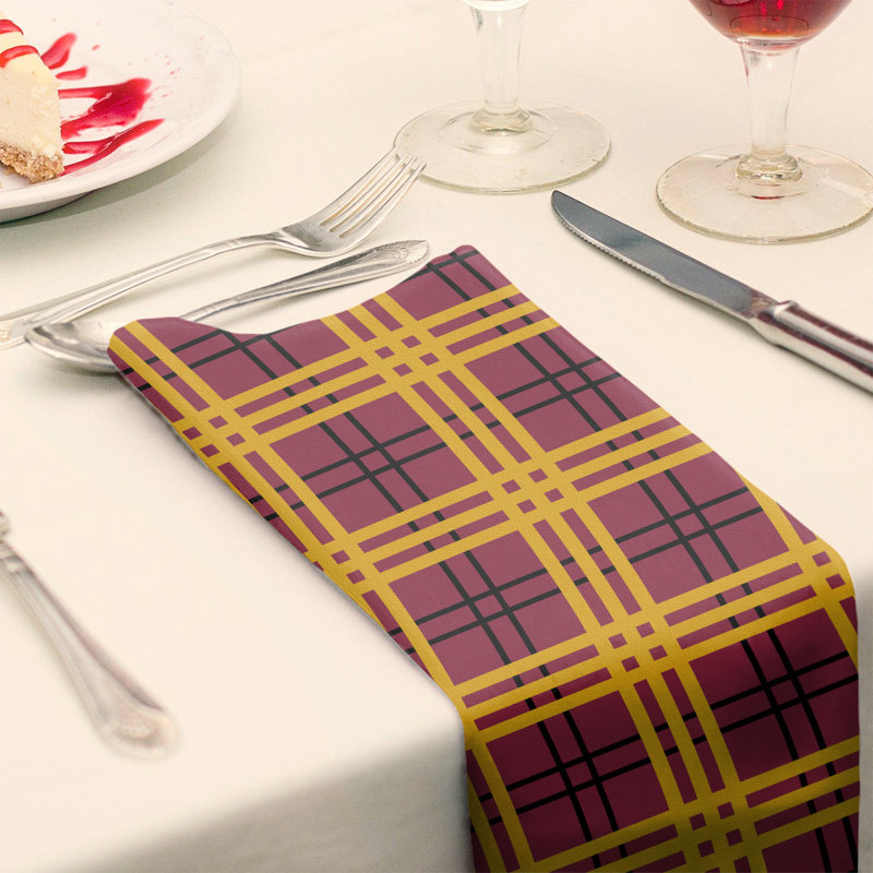 Plaid Square Napkin, Red/Black/Yellow, 10" x 10", Cotton