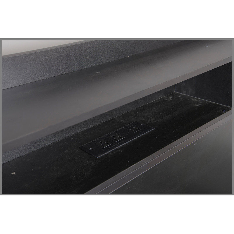 Structure de lit flottant pour grand lit avec station de charge USB, tête de lit avec rangement et base de lit plateforme en métal robuste à lumière DEL, sans sommier tapissier, noir