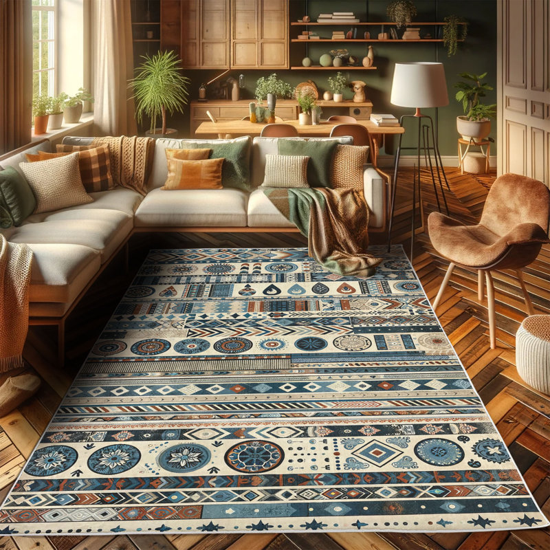 Machine Printed 114cm X 69cm Area Rug