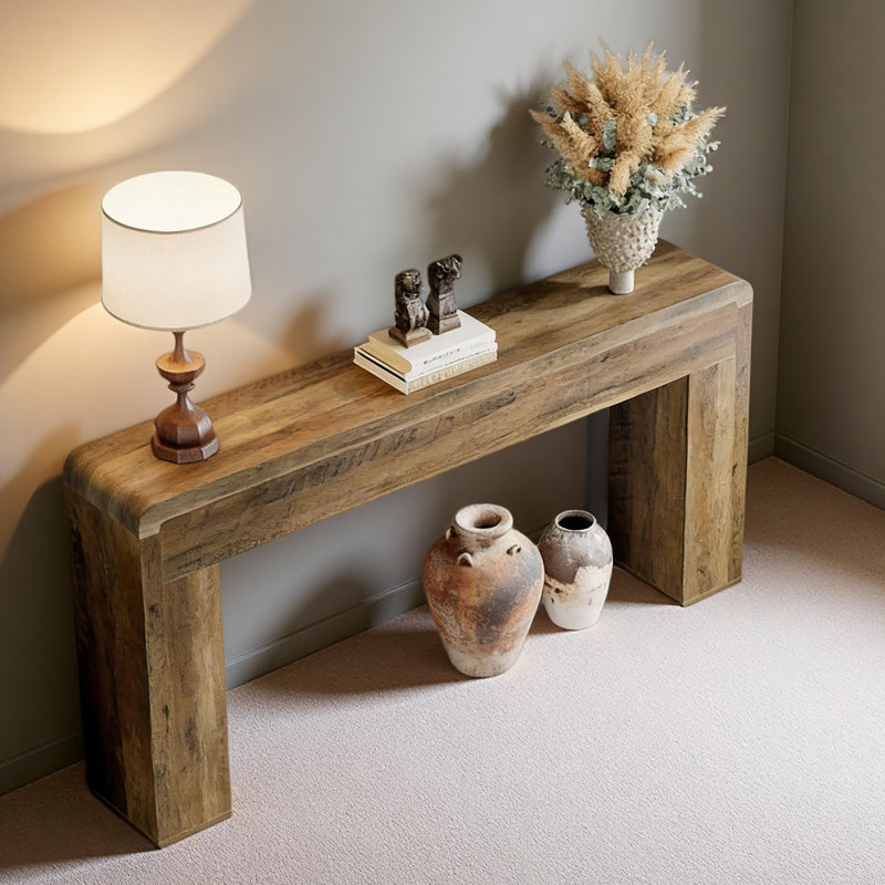 Table d'entrée en bois, console rustique, canapé