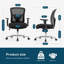Fauteuil de bureau ergonomique en filet Lisabella de 26,7 po pour 500 lb avec support lombaire réglable-263360802