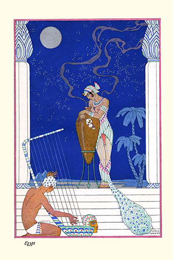 « egypt » par george barbier-impression d’art graphique, H 30 po x l 20 po x P 1,5 po
