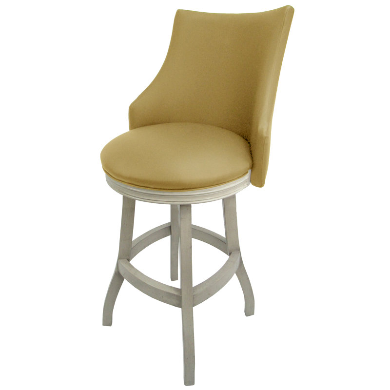 Tabouret pivotant en bois Ridfortore, Blanc antique, Brun clair, Tabouret de bar (assise de 30 po de hauteur)