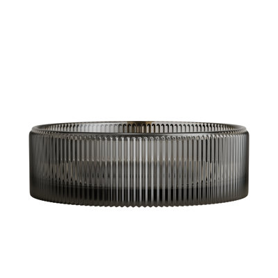Transparent Black 14.4*4.43Inch Round Crystal Glass Bathroom Sink Without Faucet, Clean And Fresh Visual, Long - Lasting Durability, Suitable For Different Countertop Styles, Drain Stopper