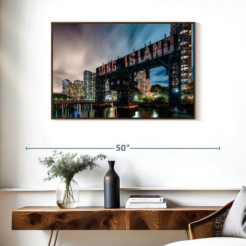 Panneau Long Island, 37 po x 25 po, Cadre flottant noyer
