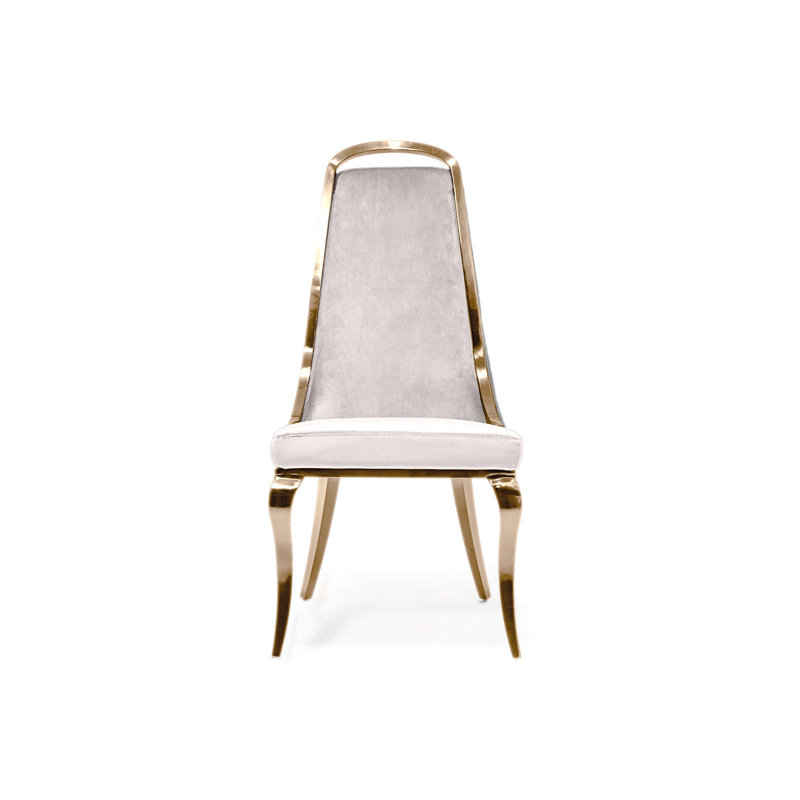 Oreana 18'' H Velvet Upholstered Side Chair, Beige, Rose Gold