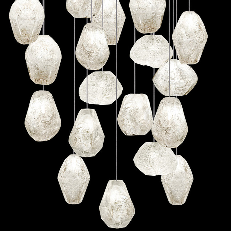 Natural Inspirations 22 - Light Pendant, 22 Lights, Natural Quartz, Silver