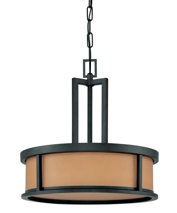Lustre tambour 4 lumières Floyd, Non, Bronze vieilli