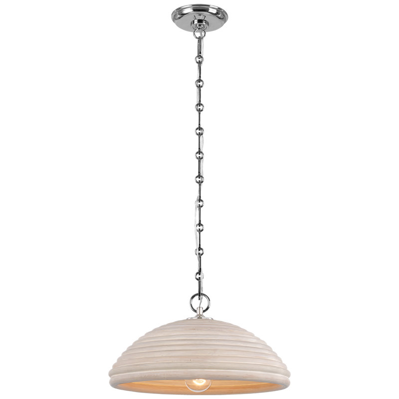 Emerson 1 - Light Pendant by Suzanne Kasler, Polished Nickel, Ash, 8.5" H x 15.75" W x 15.75" D