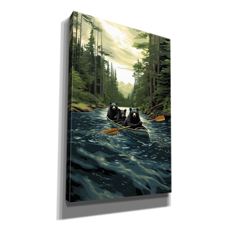 Toile épique Graffiti «Black Bear Canoe» par Jim Baldwin, 40 po x 60 po, H 60 po x l 40 po