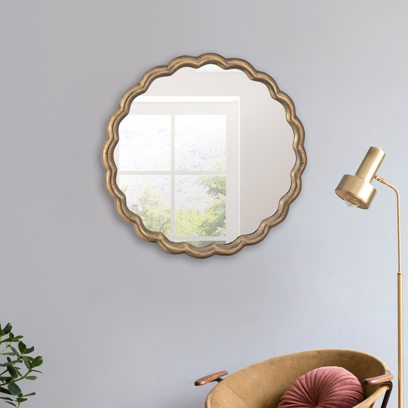 Miroir ondulé en aluminium, Doré, 27 po x 27 po