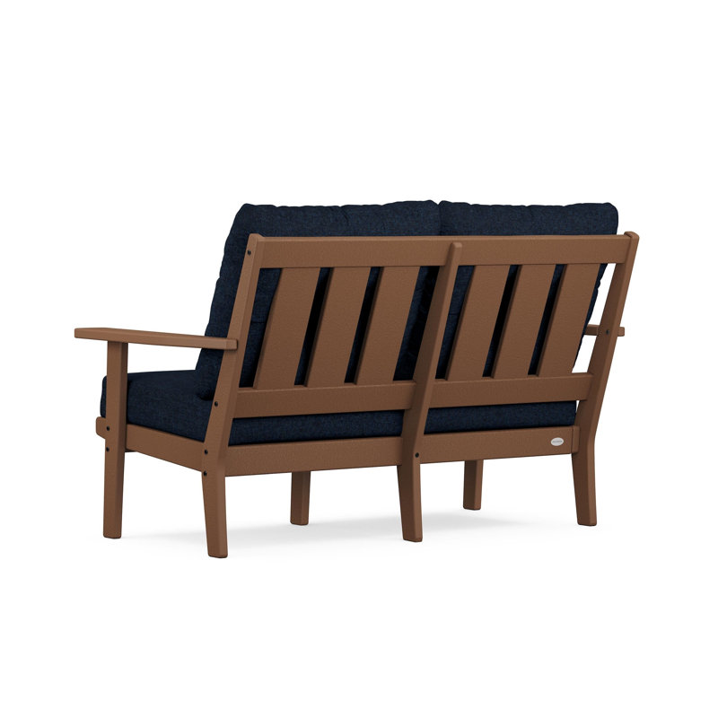 Lakeside Oxford Deep Seating Loveseat, Black, Natural Linen