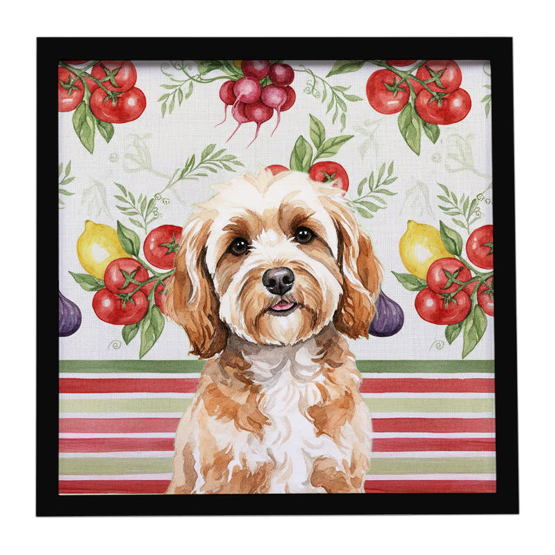 Cavapoo Vegetables Framed Metal Print
