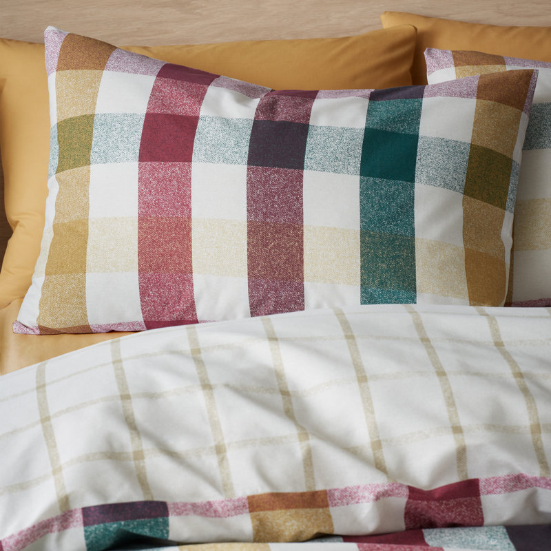 Autumn Check Reversible Duvet Cover Set, Double