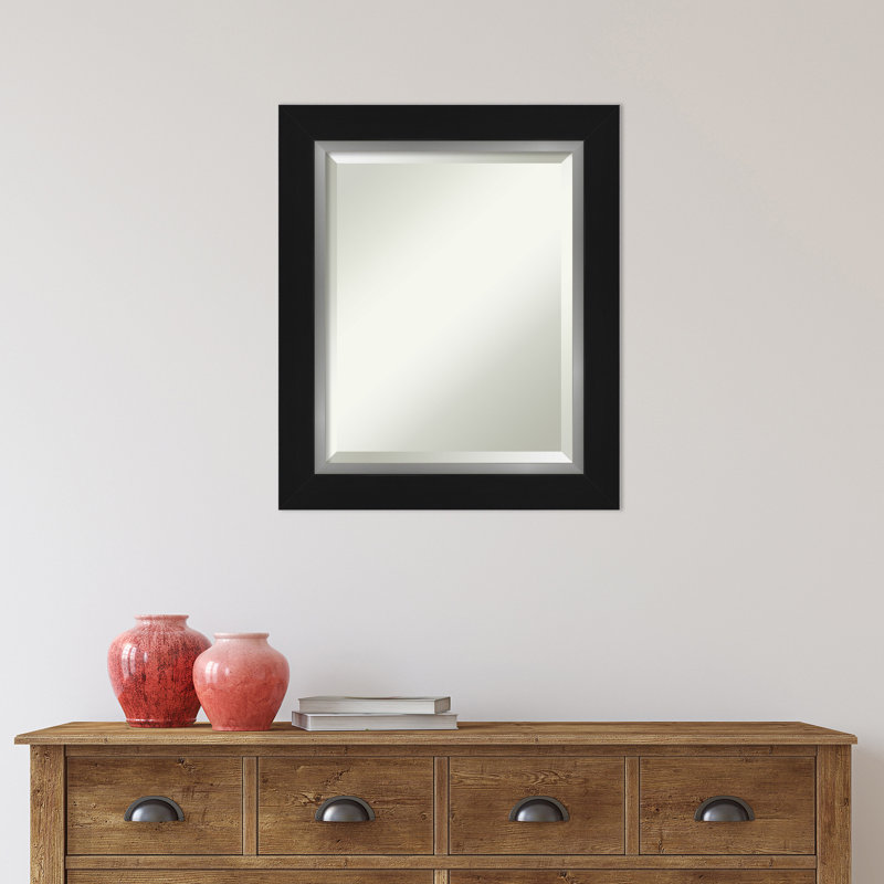 Miroir mural Quade, 25 po x 21 po, Noir satiné / argent