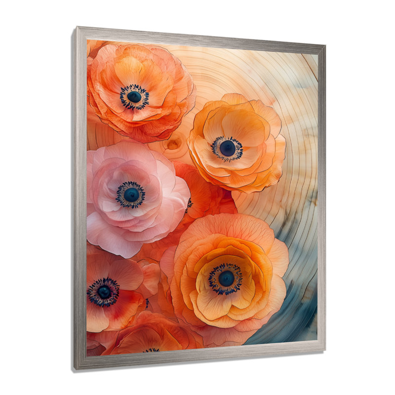 Bloomfield - art mural floral sur toile, Argent, H 20 po x l 12 po, Reproduction encadrée d'une seule photo