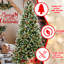 Arbre de Noël de 8 pi avec 600 lumières à DEL blanc chaud pré-enfilées, 2850 branches Pe + givrées, baies rouges réalistes, pin pour une installation festive équipée de branches enneigées de Pe +, atmosphère réaliste-1792080298