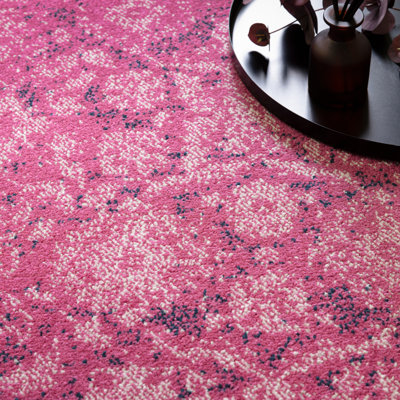 Ralph Vintage Bordered Pink Area Rug