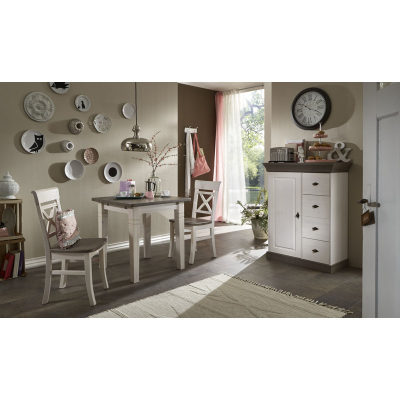 Kelly 88cm Sideboard, White/Grey, 117cm H x 88cm W x 44.9cm D