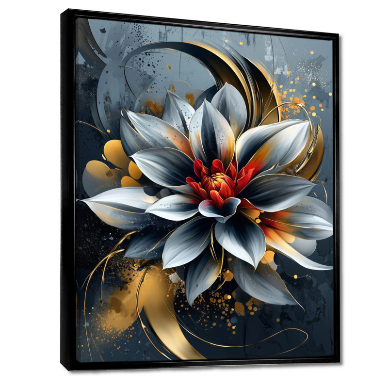 Décoration murale Rita Vivid Dahlia Petal In Motion III - Dahlia, H 20 po x l 12 po, Reproduction avec cadre flottant, Noir