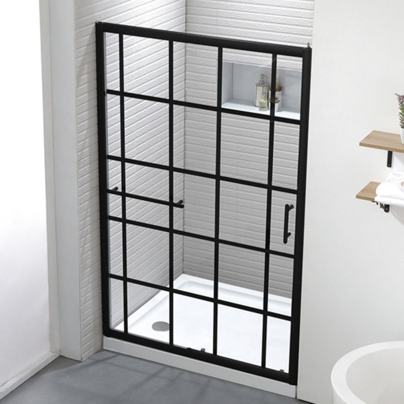 Porte de douche en verre trempé encadré noir mat 48 po x l 48 po x H 48 po avec film antidéflagrant