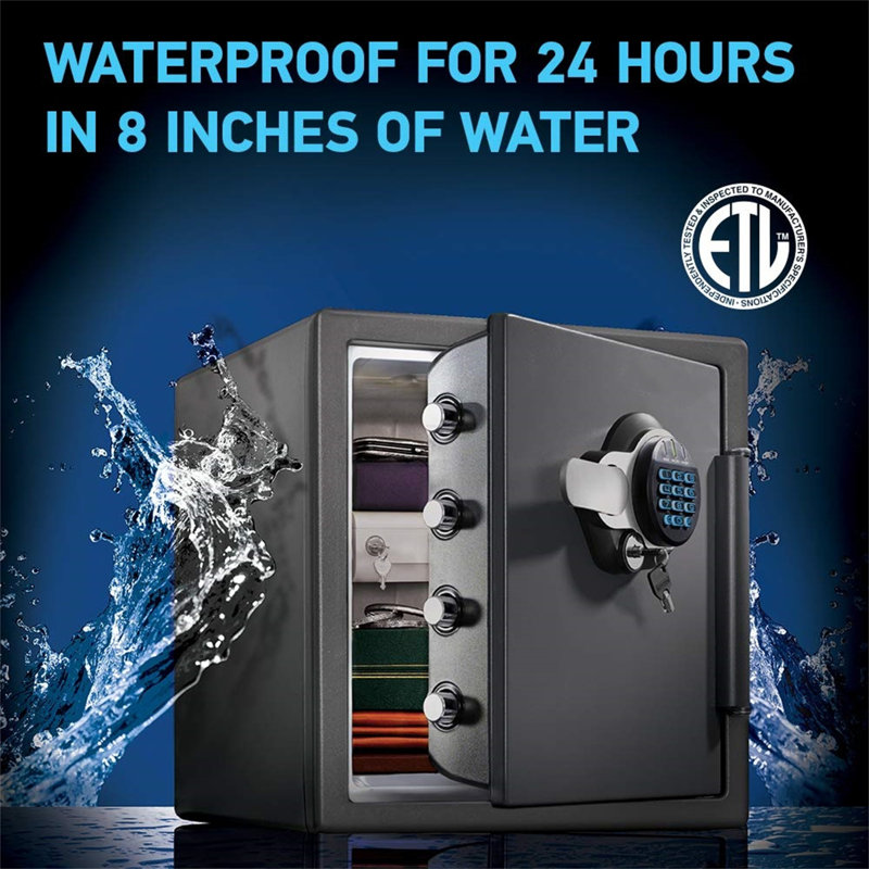 Waterproof And Fireproof Alloy Steel Digital Safe Box For Home With Code Button Keypad, 17.8"H x 16.3"W x 19.3"L