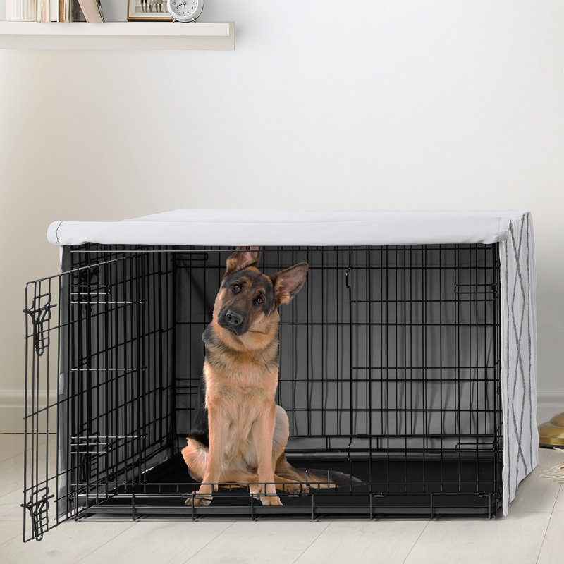 Housse pour cage de chien blanche et grise Boho Fringe par Sweet Jojo Designs, H 48 po x l 32,5 po x P 30,5 po
