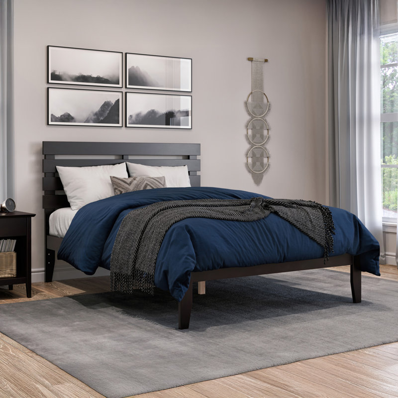 Giga Premium Wood Farmhouse Platform Bed, Full, Espresso