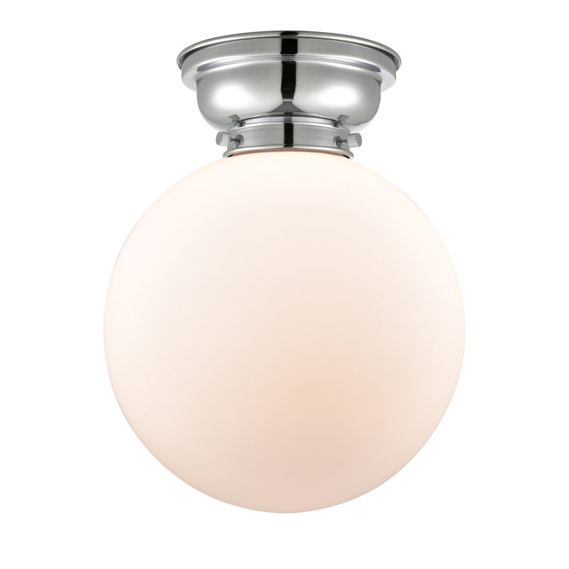 Plafonnier encastré 1 lumière Chippewa, Blanc mat, Ampoule non incluse, Chrome poli