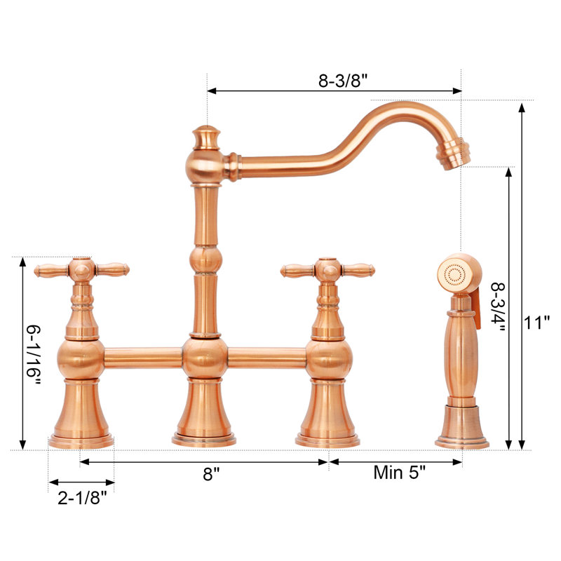 Akicon Kitchen Faucet with Side Spray, Copper